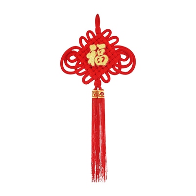 Large Plush Red & Gold Chinese Fortune Knot Pendant Decoration