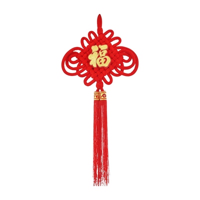 Large Plush Red & Gold Chinese Fortune Knot Pendant Decoration