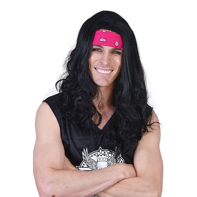 Long Black Ritchie Wig with Headband Pk 1