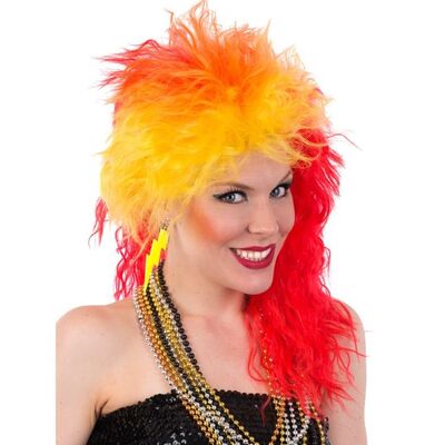 Yellow Orange Red 1980s Cyndi Lauper Wig