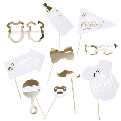 Ginger Ray Gold Foiled Oh Baby Photo Props (Pk 10)