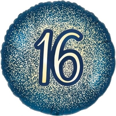 Navy & Gold Glitter 16th Birthday 18in 45cm Foil Balloon 