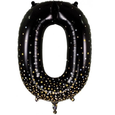Black Gold Fizz Number 0 Foil Supershape Balloon (34in-86cm)