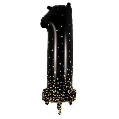 Black Gold Fizz Number 1 Foil Supershape Balloon (34in-86cm)