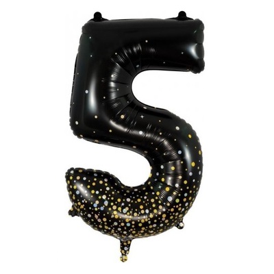 Black Gold Fizz Number 5 Foil Supershape Balloon (34in-86cm)