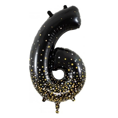 Black Gold Fizz Number 6 Foil Supershape Balloon (34in-86cm)