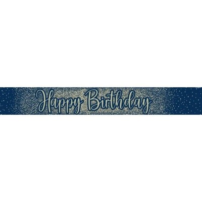 Navy & Gold Glitter Happy Birthday Foil Banner