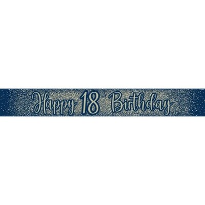 Navy & Gold Glitter Happy 18th Birthday Foil Banner