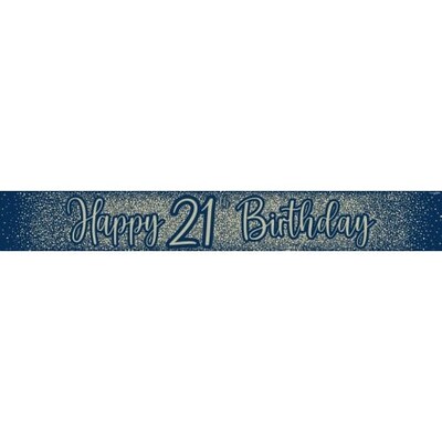 Navy & Gold Glitter Happy 21st Birthday Foil Banner