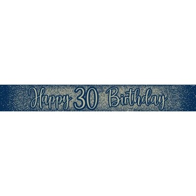 Navy & Gold Glitter Happy 30th Birthday Foil Banner