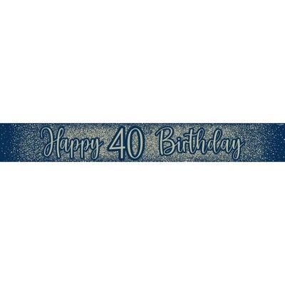 Navy & Gold Glitter Happy 40th Birthday Foil Banner