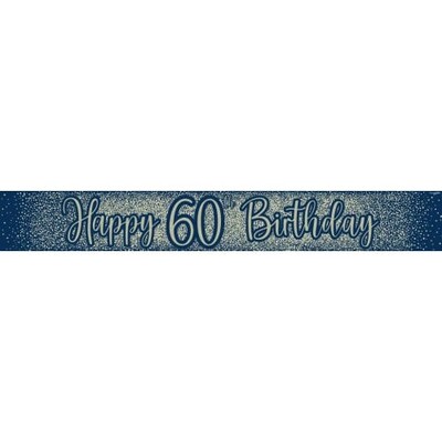Navy & Gold Glitter Happy 60th Birthday Foil Banner