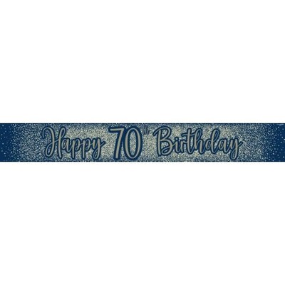 Navy & Gold Glitter Happy 70th Birthday Foil Banner