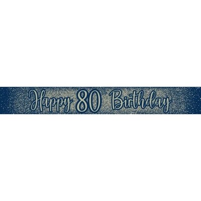 Navy & Gold Glitter Happy 80th Birthday Foil Banner