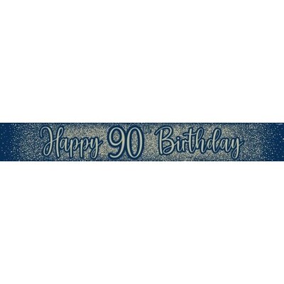 Navy & Gold Glitter Happy 90th Birthday Foil Banner