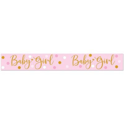 Pink & Gold Dots Baby Girl Foil Banner (2.7m)
