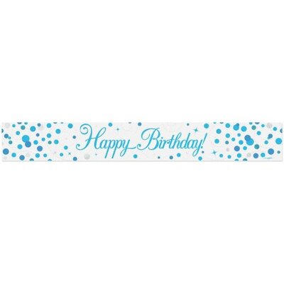 Blue Sparkling Fizz Happy Birthday Foil Banner (2.7m)
