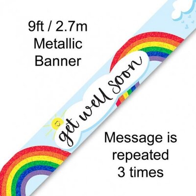 Metallic Rainbow Get Well Soon Foil Banner 2.7m