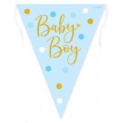 Blue & Gold Dots Baby Boy Flag Bunting Banner (3.9m)