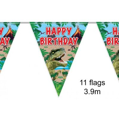 Jurassic Dinosaur Happy Birthday Flag Bunting Banner 3.9m