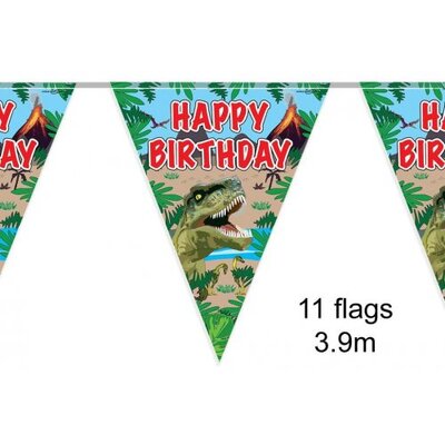 Jurassic Dinosaur Happy Birthday Flag Bunting Banner 3.9m