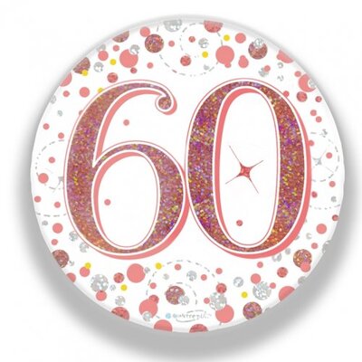 Rose Gold Fizz 60 Birthday Badge (75mm) Pk 1