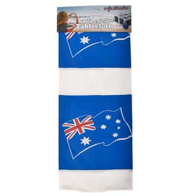 Aussie Flag Australia Day Plastic Tablecover 180 x130cm (Pk 1)