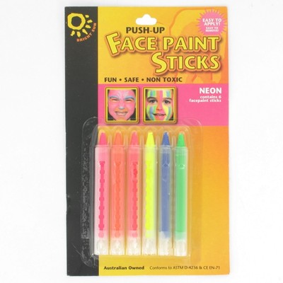 Neon Face Paint Sticks Pk 6 