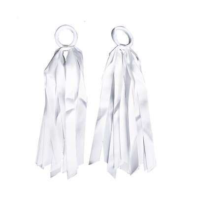 White Hair Ties with Ribbons Pack of 2 | Sports Carnival & 1980s Costume Accessory