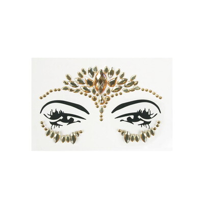 Gold Self Adhesive Face Gems Jewels 1 Sheet