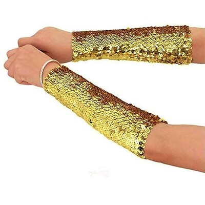 Gold Sequin Stretch Arm Sleeves 1 Pair