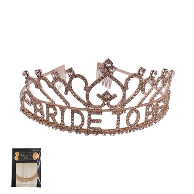 Rose Gold Bride To Be Headband Tiara with Diamantes