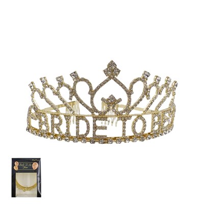 Gold Bride To Be Headband Tiara with Diamantes