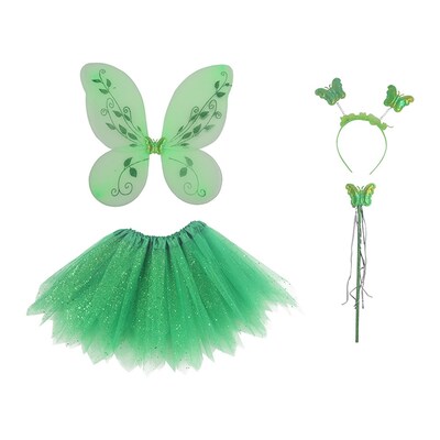 Child Green Enchanted Fairy Costume 4 Piece Set