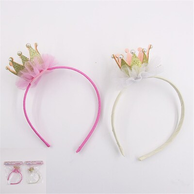 Assorted Pink or Ivory Mini Cown Headband (Pk 1)