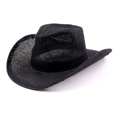 Black Woven Burlap Cowboy Hat