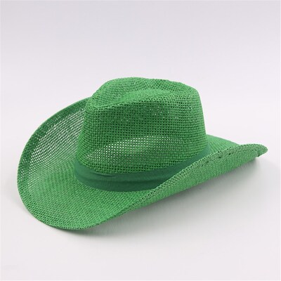 Green Woven Burlap Cowboy Hat
