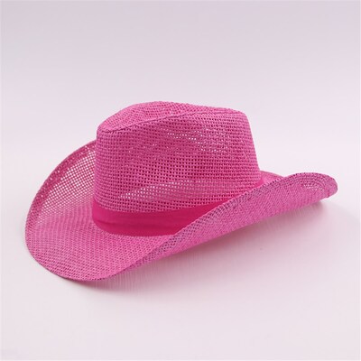 Pink Woven Burlap Cowboy Hat 