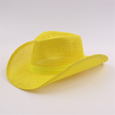 Yellow Woven Burlap Cowboy Hat