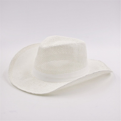 White Woven Burlap Cowboy Hat