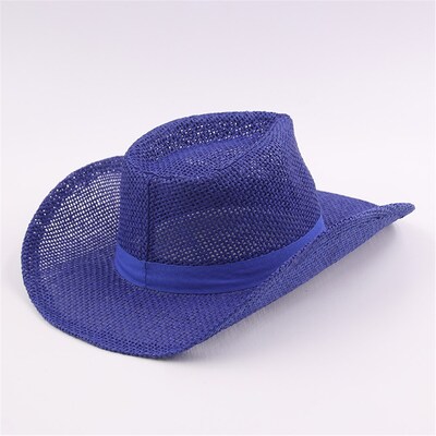 Blue Woven Burlap Cowboy Hat