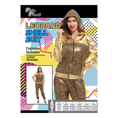 Adult 80's Leopard Print Shell Suit Costume (Small, 8-10)