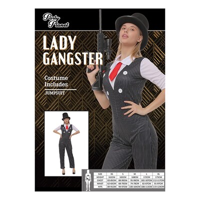 Adult Lady Gangster Jumpsuit Costume (Medium, 12-14)