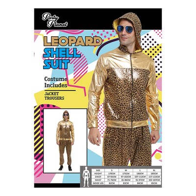 Adult Mens 80's Leopard Print Shell Suit Costume (Large)
