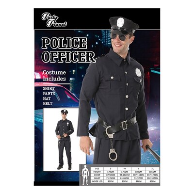 Adult Black Police Officer Costume (Large)