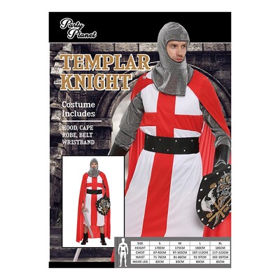 Adult Templar Knight Costume Large Medieval Crusader Warrior Outfit