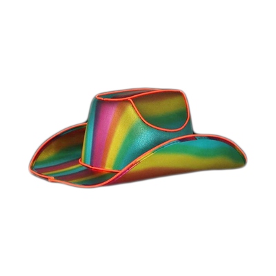 Rainbow Light Up Mardi Gras Cowboy Hat