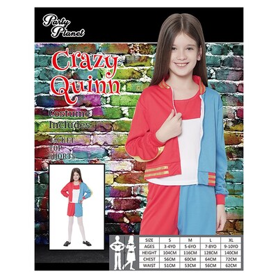 Child Crazy Quinn Costume (Large, 7-8 Yrs)