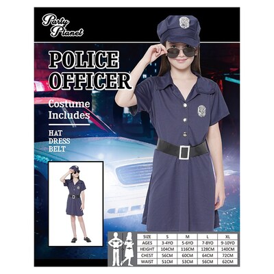 Child Police Officer Girl Costume (Large, 7-8 Yrs)