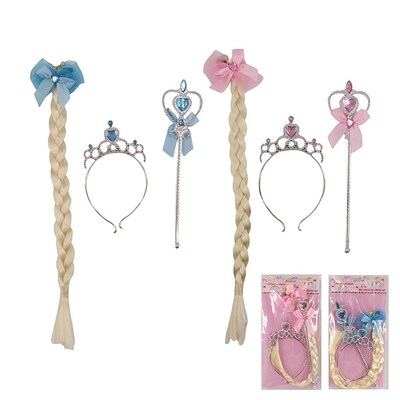 Pink or Blue Princess Wand Hair Braid Tiara Set (Pk 1)